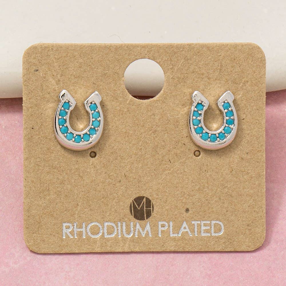 Gold Dipped Western Horse Shoe Stud Earrings