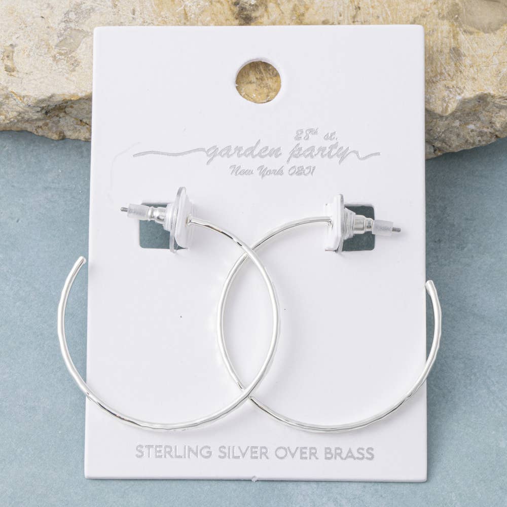 18K Gold Dipped Hammered Medium Hoop Earrings