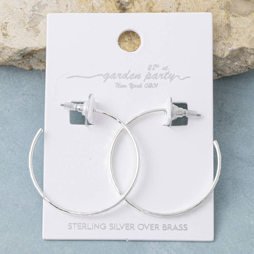 18K Gold Dipped Hammered Medium Hoop Earrings