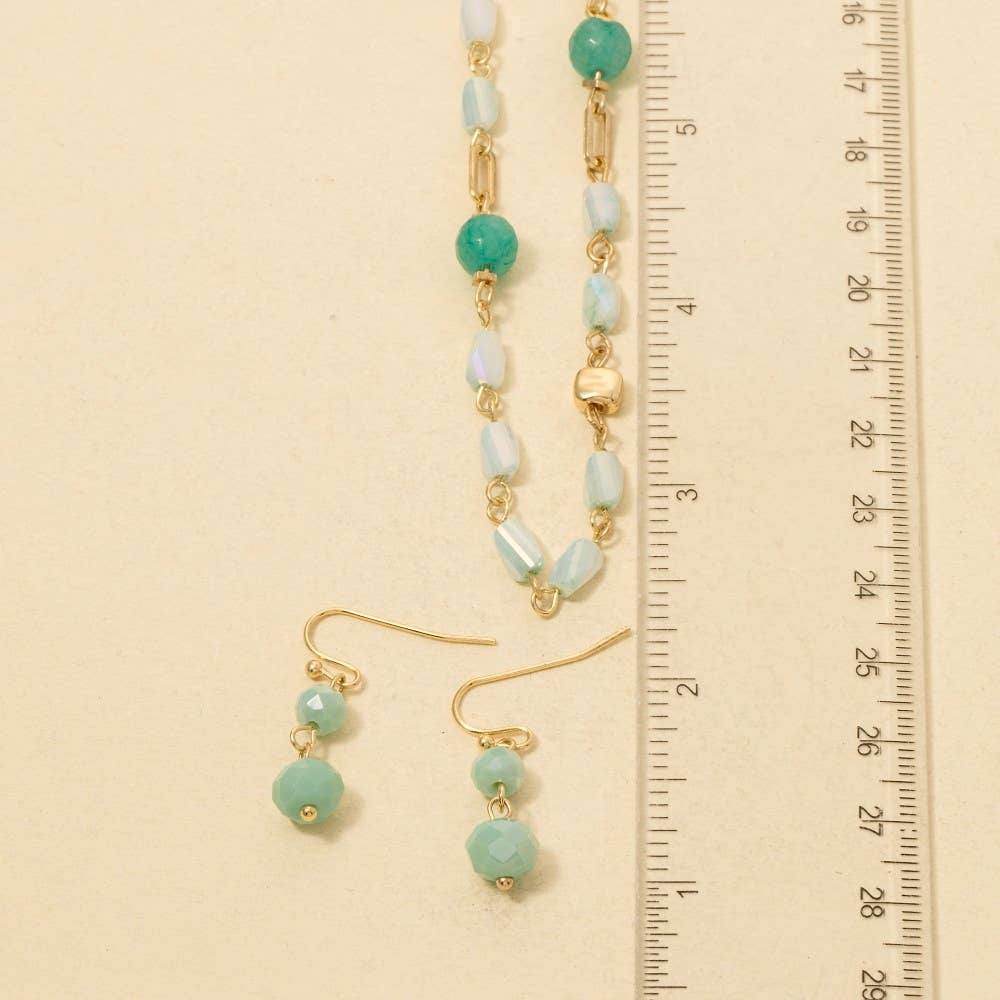 Mixed Beaded Long Chain Necklace Set