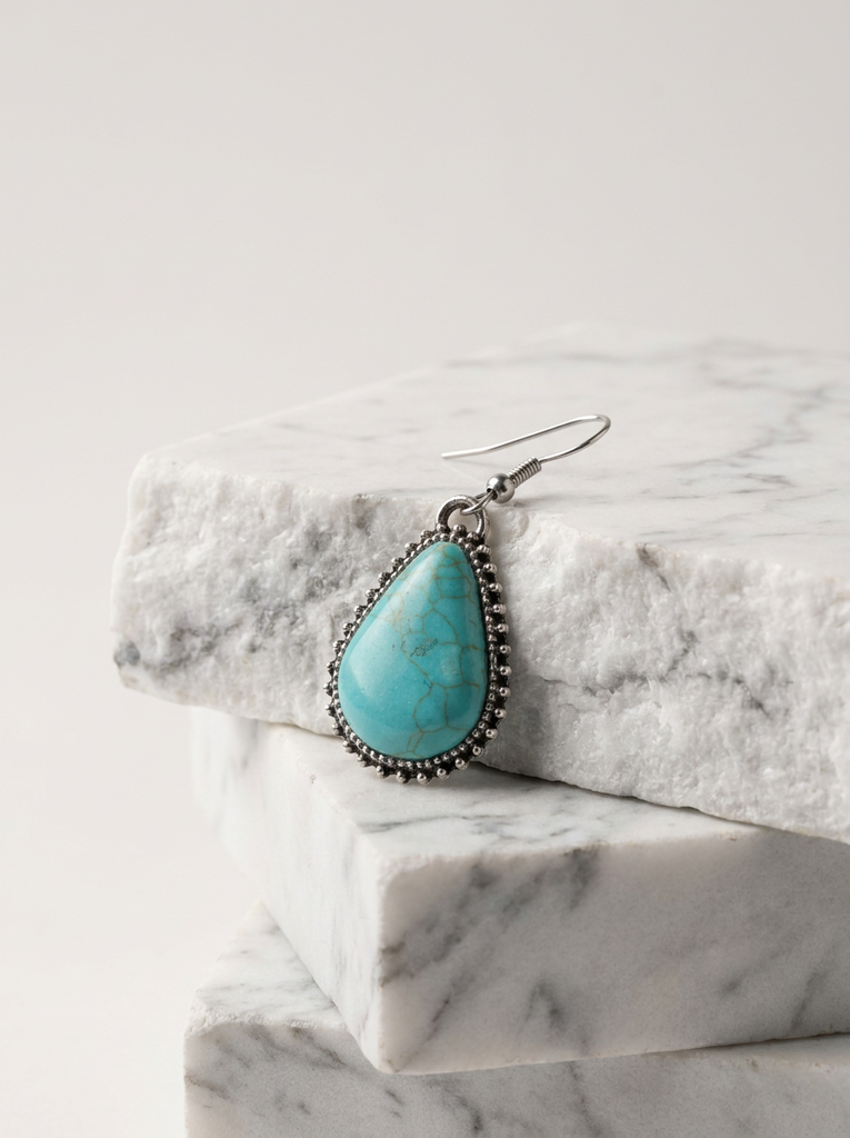 Silver metal with blue turquoise stone Earrings