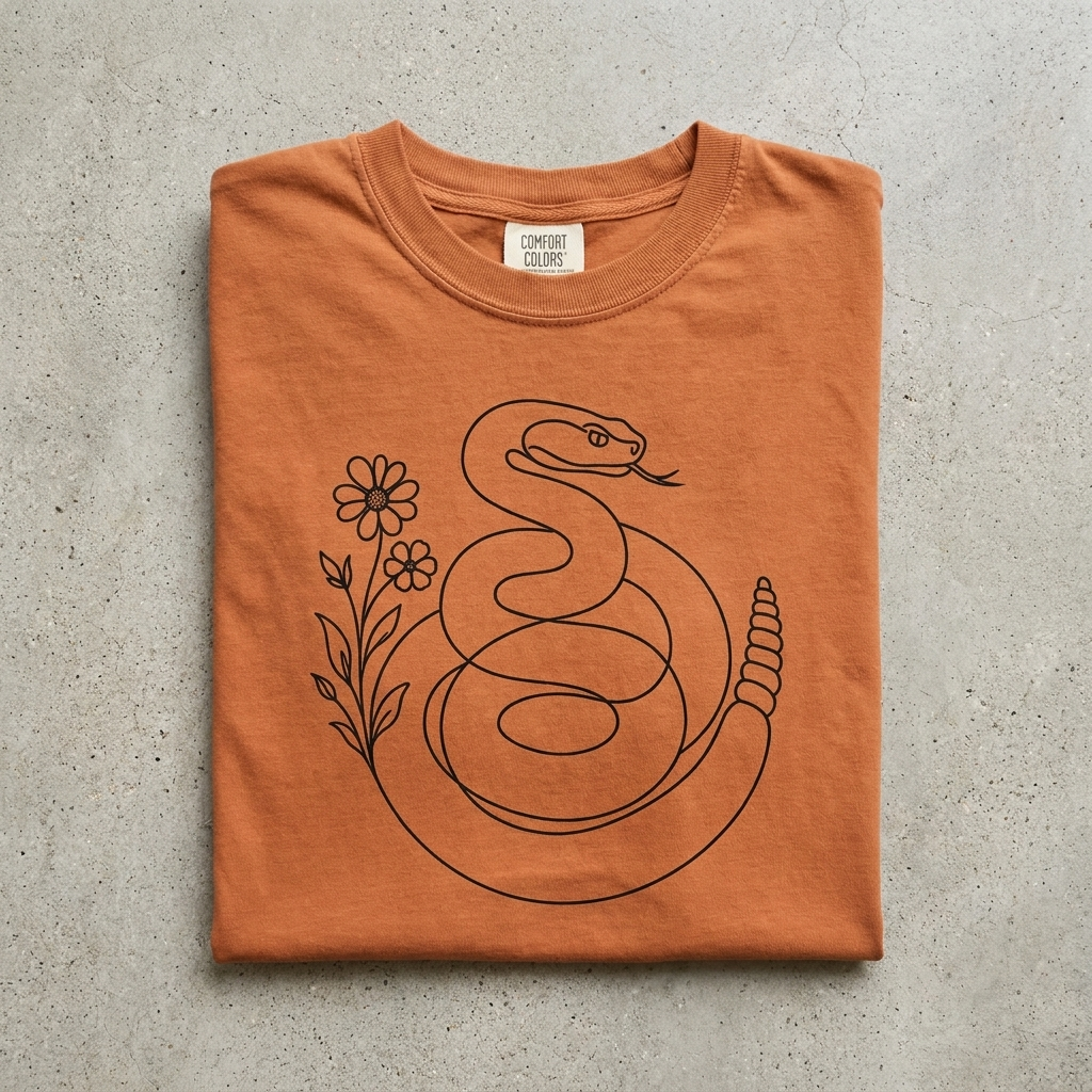 Rattlesnake Wildflower Line Art Tee in Yam