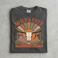 Wild & Free Longhorn Skull Tee in Pepper