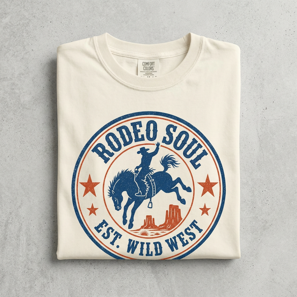 Rodeo Soul Est. Wild West Badge Tee in Ivory