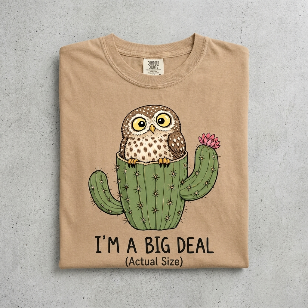 I'm a Big Deal Owl Tee in Sandstone