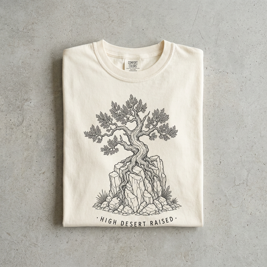 High Desert Raised Juniper Tree Tee in Ivory