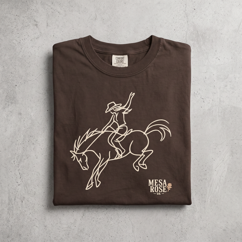 Cowgirl Bronco Graphic Tee in Espresso