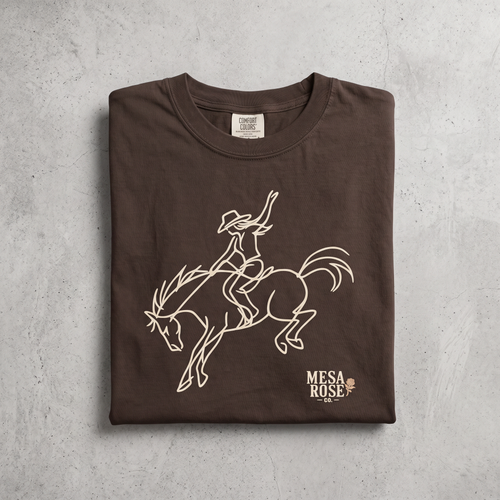 Cowgirl Bronco Graphic Tee in Espresso