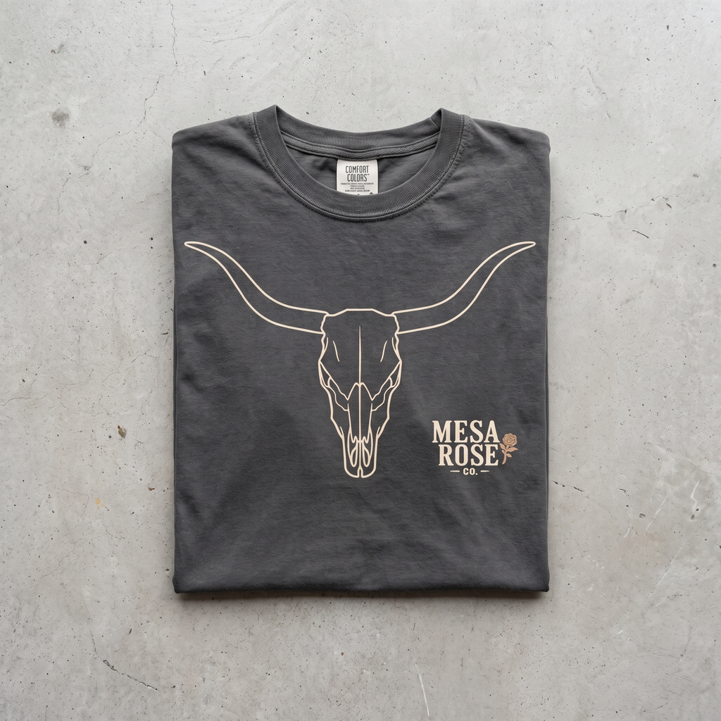 Texas Longhorn Skull Tee in Pepper