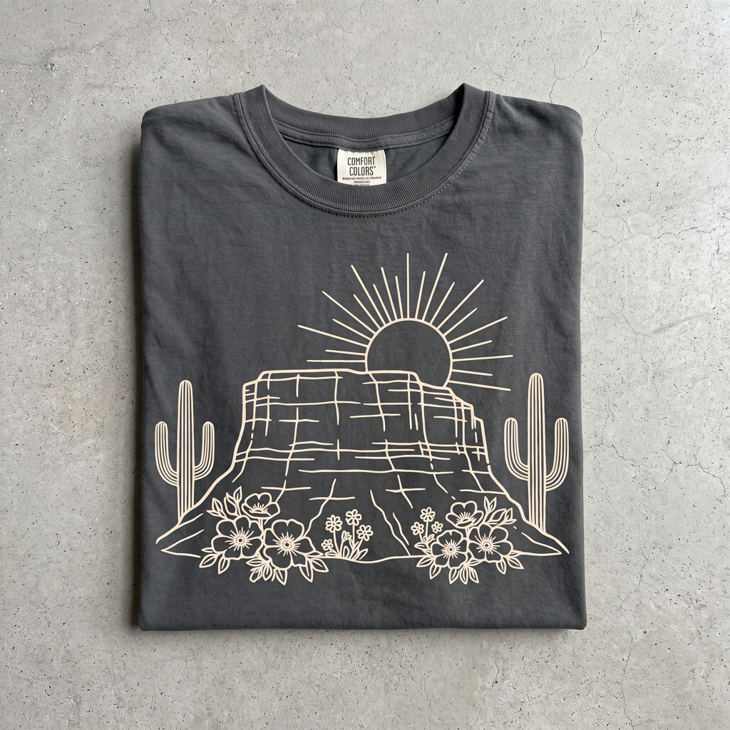 Desert Floral Graphic Tee in Pepper
