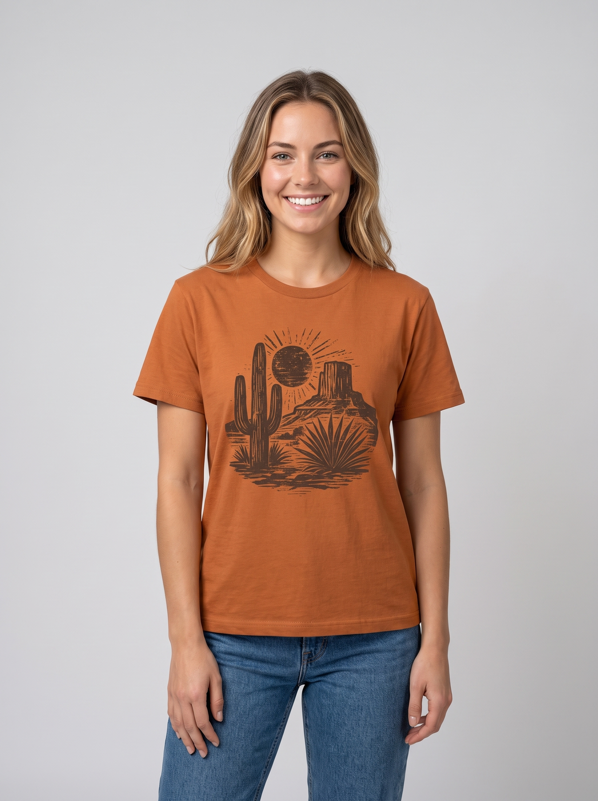 Desert Wooden Block Print Tee studio portrait