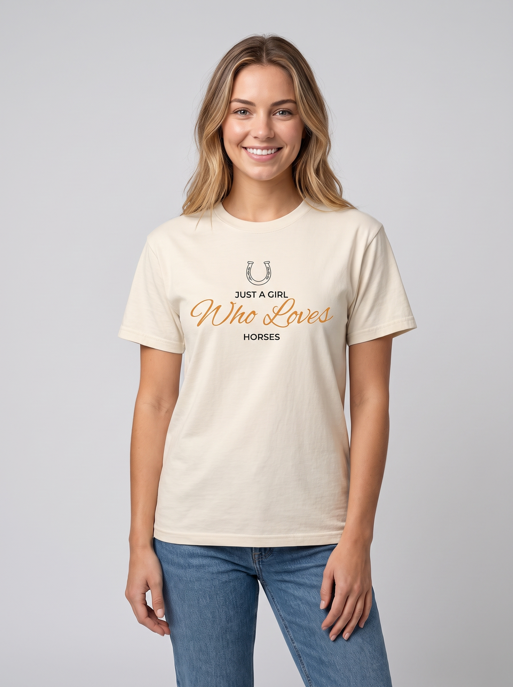 Just a Girl Who Loves Horses Tee studio portrait