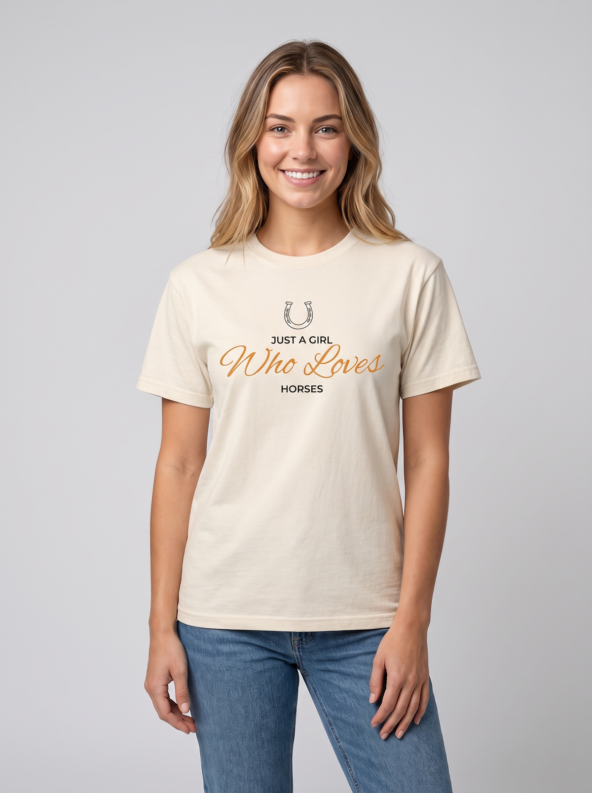 Just a Girl Who Loves Horses Tee studio portrait
