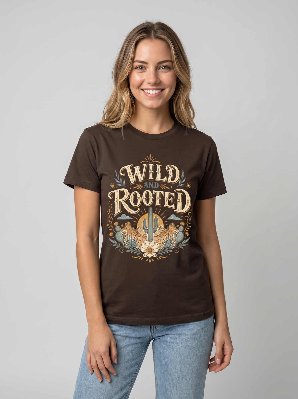 Wild and Rooted Ornate Lettering Tee studio portrait