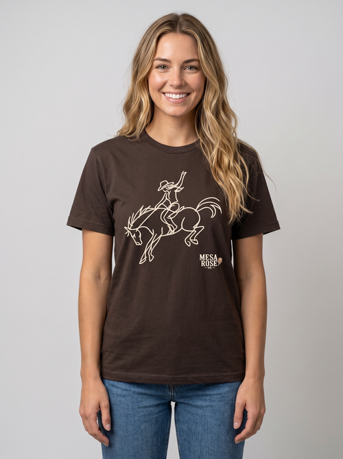 Cowgirl Bronco Graphic Tee studio portrait