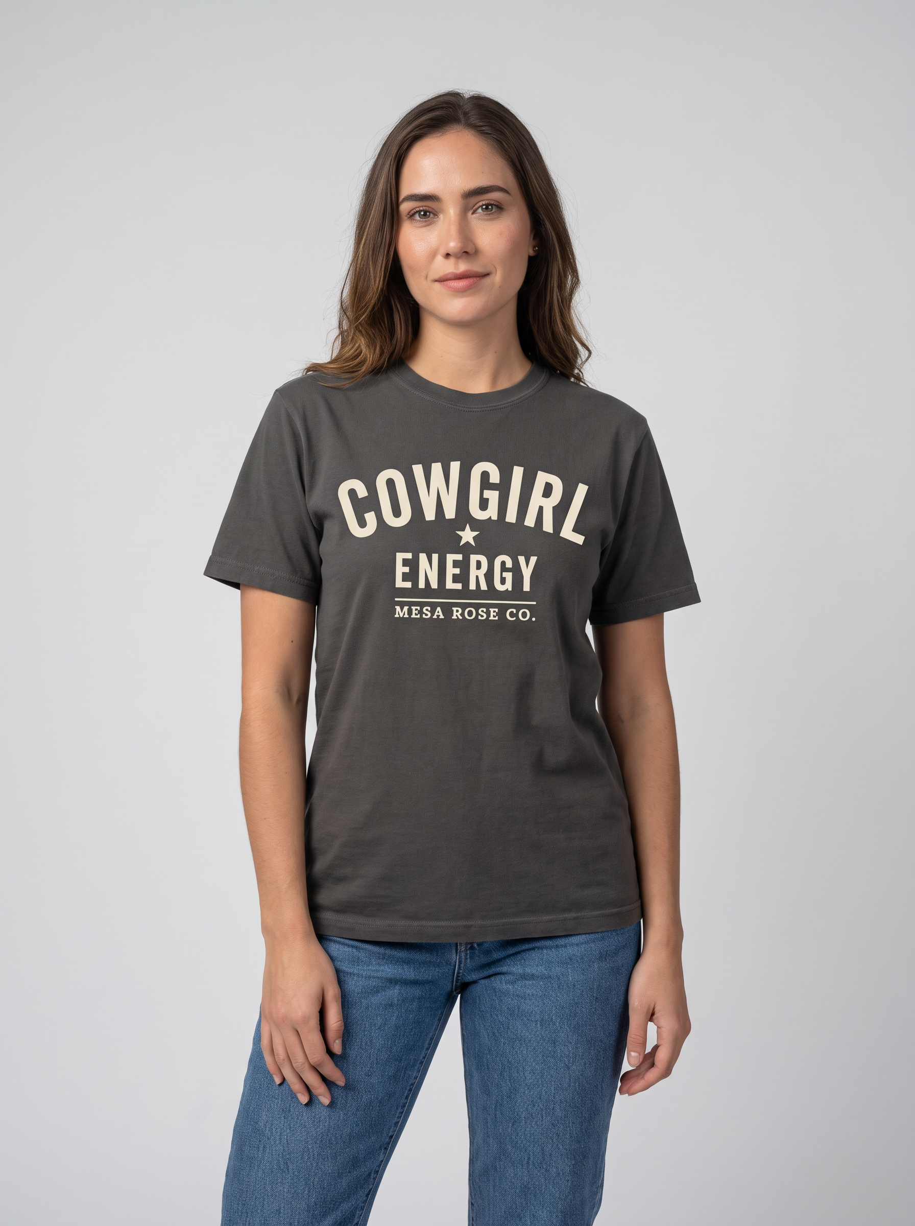 Cowgirl Energy Graphic Tee studio portrait