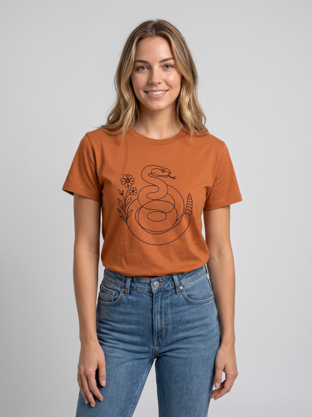 Rattlesnake Wildflower Line Art Tee studio portrait