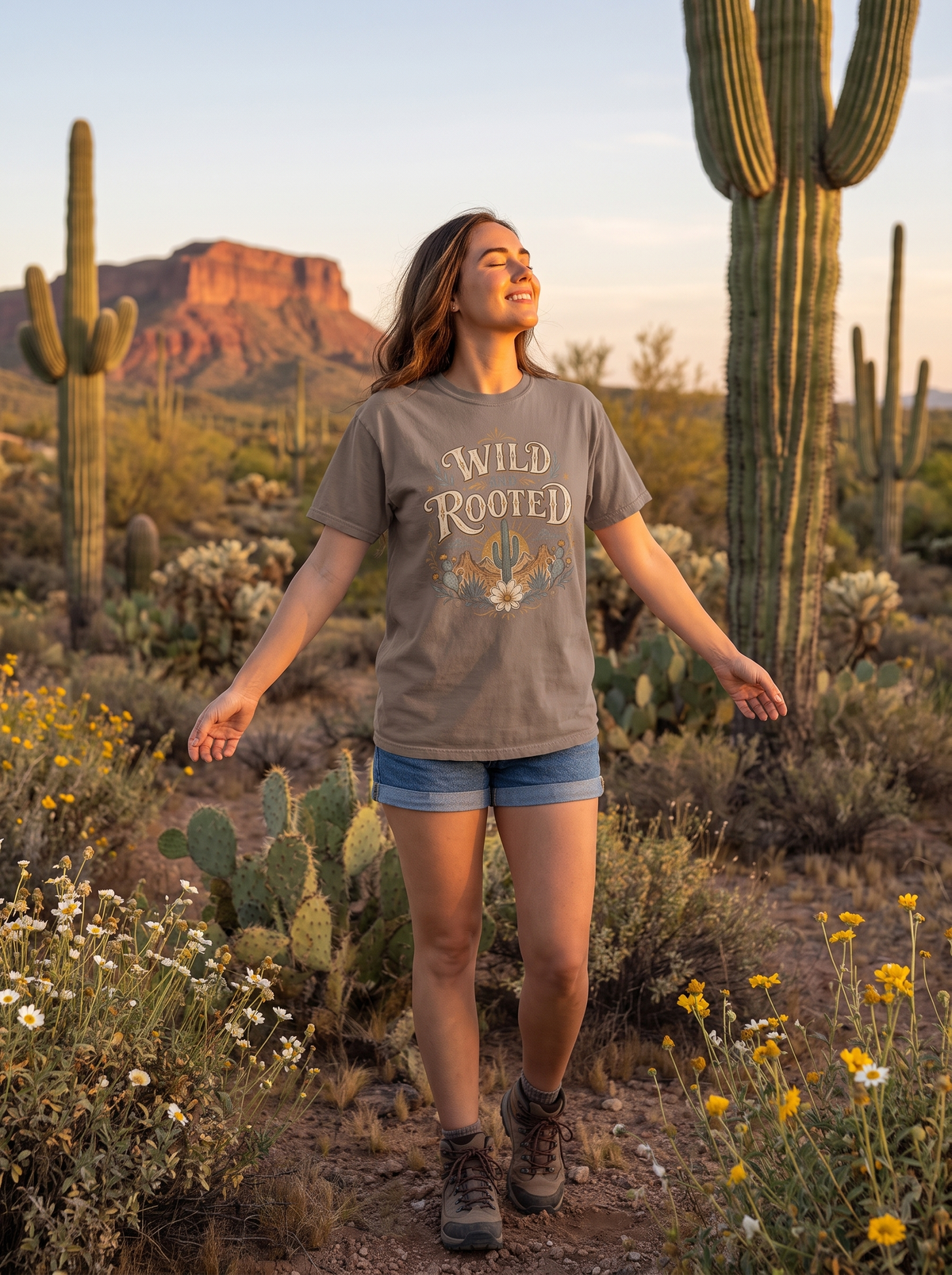 Wild and Rooted Ornate Lettering Tee lifestyle photo