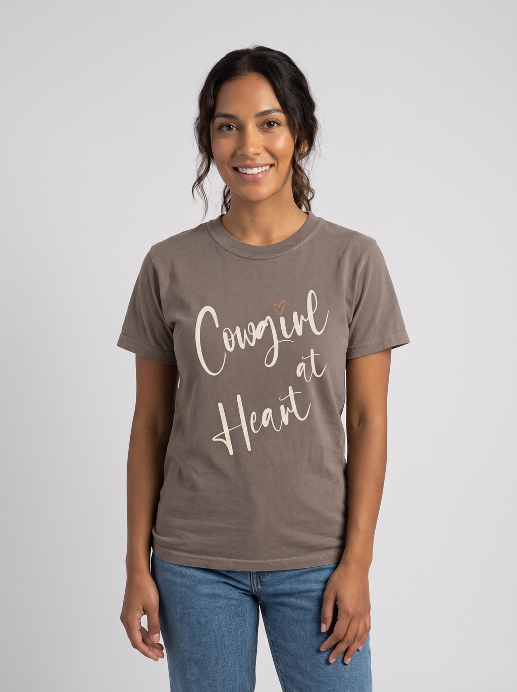 Cowgirl at Heart Graphic Tee studio portrait