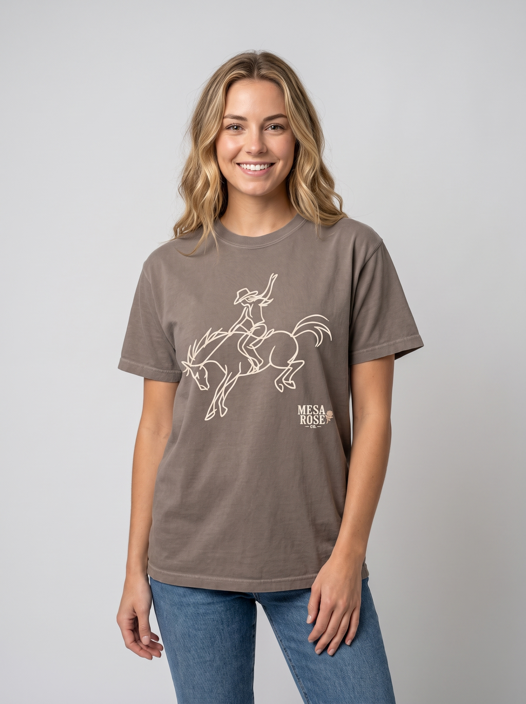 Cowgirl Bronco Graphic Tee studio portrait