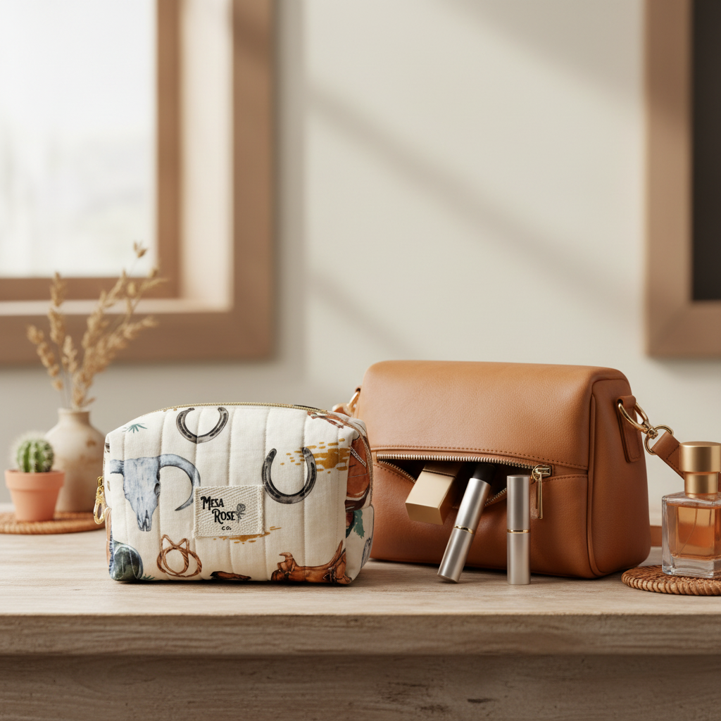 Horseshoe small makeup bag lifestyle image